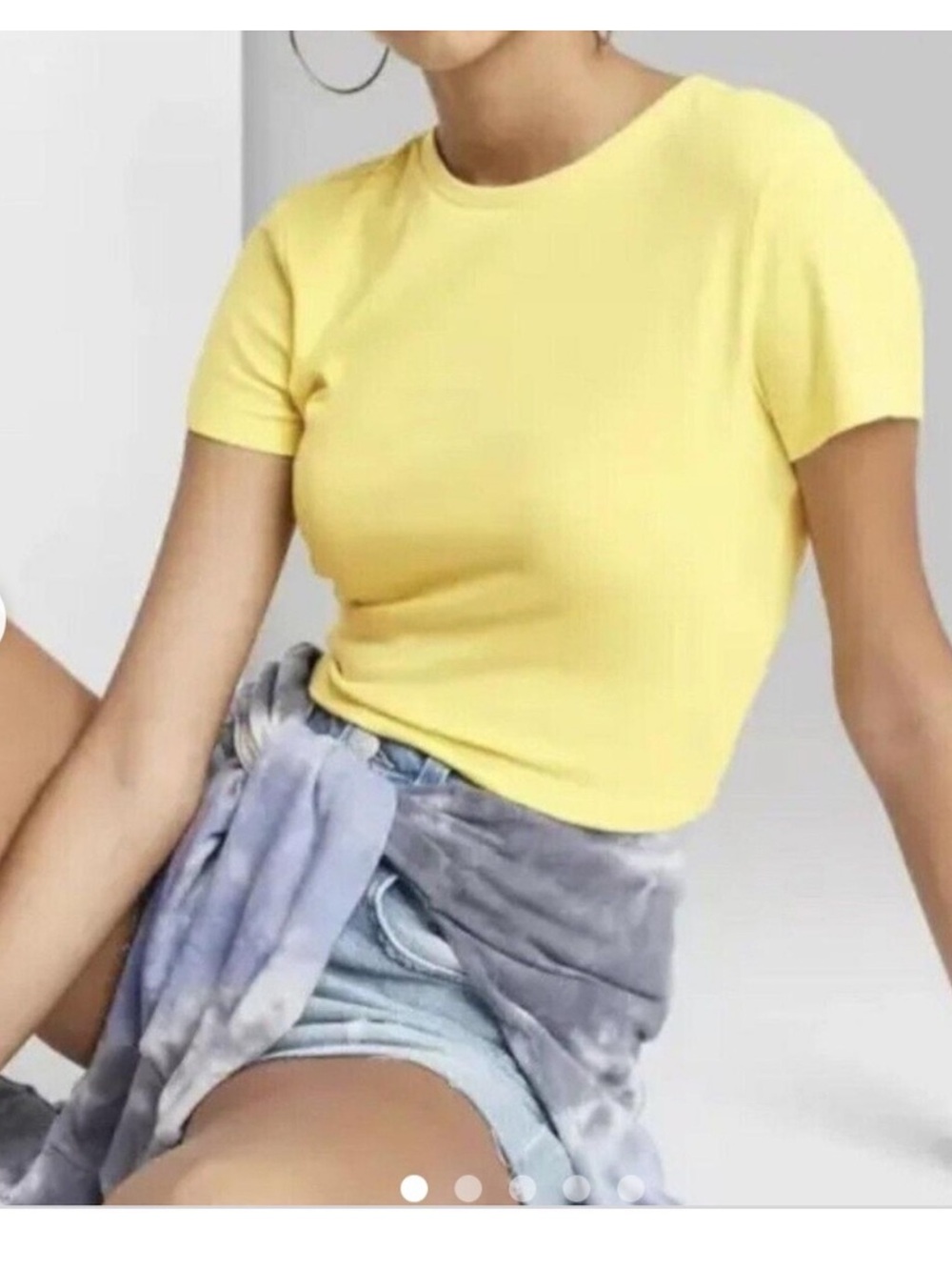 Wild Fable Cropped Yellow Tee Size Small